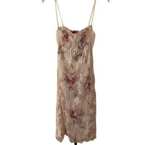 Arden B White & Pink Floral Lace Overlay Dress